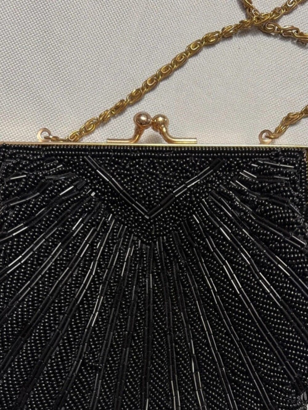 Vintage Crossbody Shell Evening Bag Clamshell Beaded Scalloped Kiss Lock Purse - Picture 3 of 7